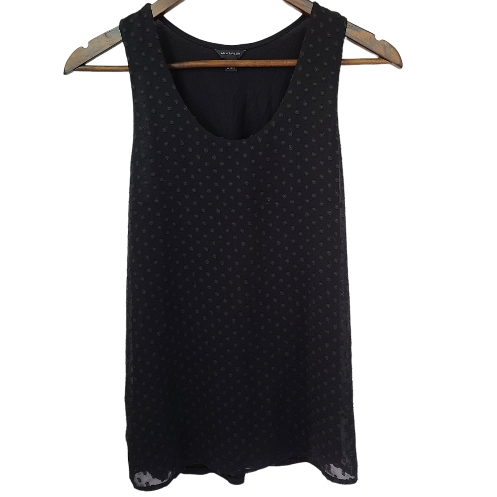Ann Taylor Black Textured Flowy Blouse XS